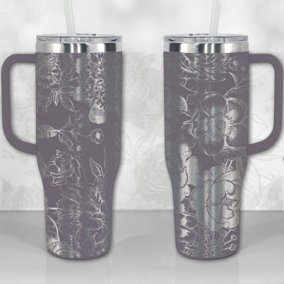 Peonies and Roses Floral Pattern  30oz or 40oz Tumbler with Handle, Best Gifts NVA