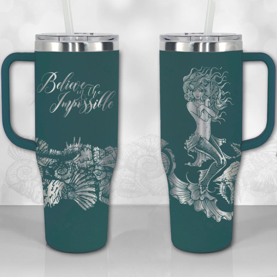 Beautiful Mermaid Motivational Quote Personalized  30oz or 40oz Tumbler with Handle, Best Gifts NVA