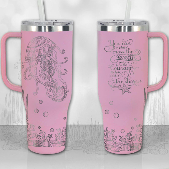 Jellyfish Ocean Motivational Quote  30oz or 40oz Tumbler with Handle, Best Gifts NVA