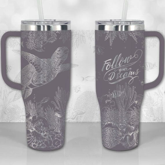 Sea Turtle Reef Motivational Quote or Name Personalized  30oz or 40oz Tumbler with Handle, Best Gifts NVA
