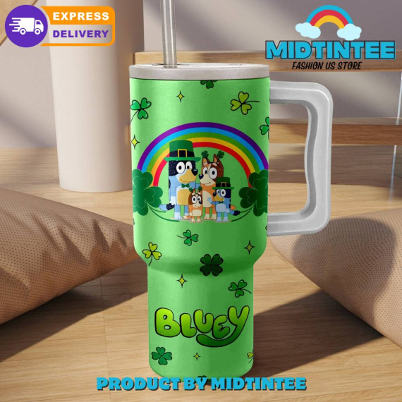 Bluey Happy St Patricks Day Gift for her, him, Birthday Xmas Halloween Gift 30oz or 40oz Tumbler LN