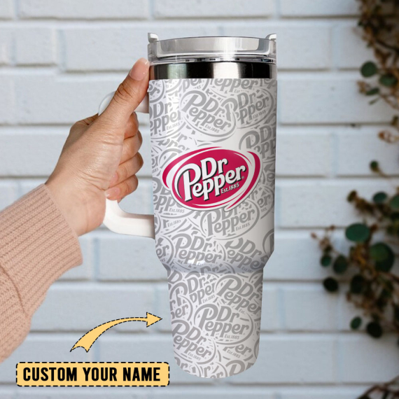 Dr Pepper Soft Drink Custom  Quencher 30oz or 40oz Stainless Steel Tumbler With Handle,  Best gifts for Friend Family NVA