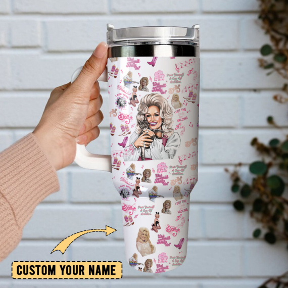 Dolly Parton Singer Song Writer Custom  Quencher 30oz or 40oz Stainless Steel Tumbler With Handle,  Best gifts for Friend Family NVA