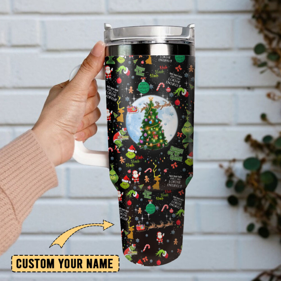 Grinch Illumination Cartoon Custom  Quencher 30oz or 40oz Stainless Steel Tumbler With Handle,  Best gifts for Friend Family NVA