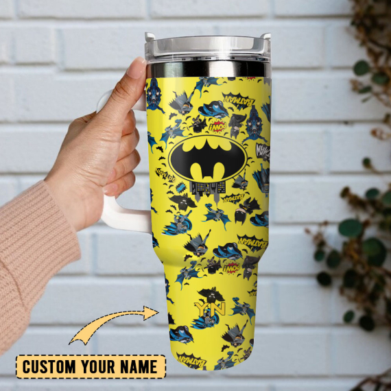 Batman DC Comics Superhero Films Custom 30oz or 40oz Quencher Stainless Steel Tumbler With Handle, Best Gift Idea NVA, Best Gift Idea NVA