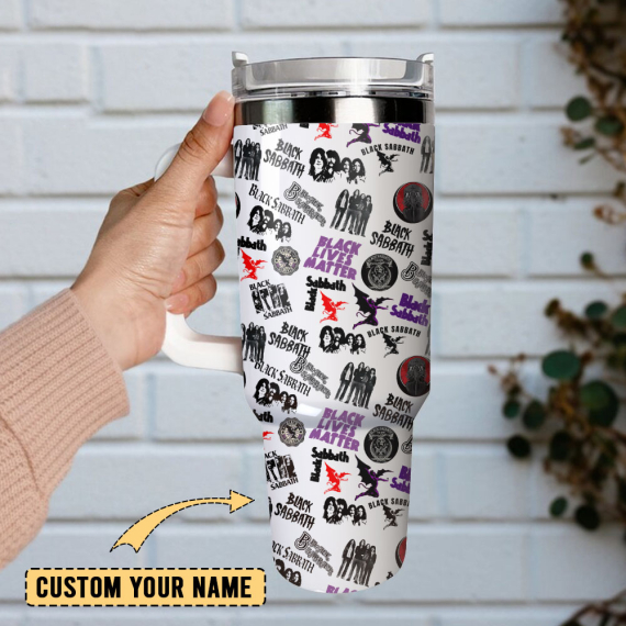 Black Sabbath Rock Band Custom 30oz or 40oz Quencher Stainless Steel Tumbler With Handle, Best Gift Idea NVA