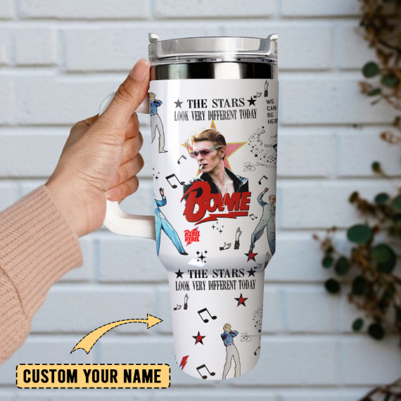 David Bowie Singer Actor Custom  Quencher 30oz or 40oz Stainless Steel Tumbler With Handle,  Best gifts for Friend Family NVA