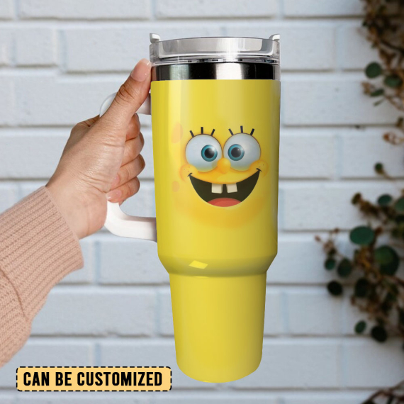 SpongeBob SquarePants Cartoon Custom Quencher 30oz Or 40oz Stainless Steel Tumbler With Handle HG