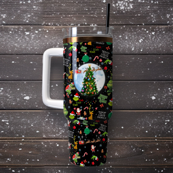 Grinch Illumination Cartoon Custom  Quencher 30oz or 40oz Stainless Steel Tumbler With Handle,  Best gifts for Friend Family NVA