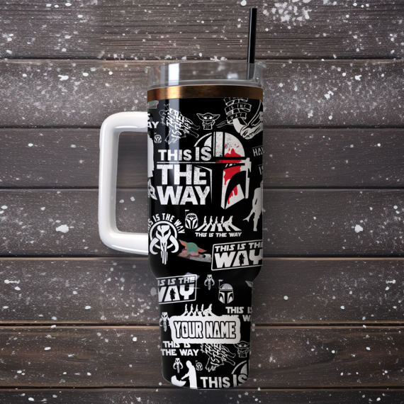 This Is The Way Mandalorian TV Series Custom 30oz or 40oz Quencher Stainless Steel Tumbler With Handle, Best Gift Idea NVA