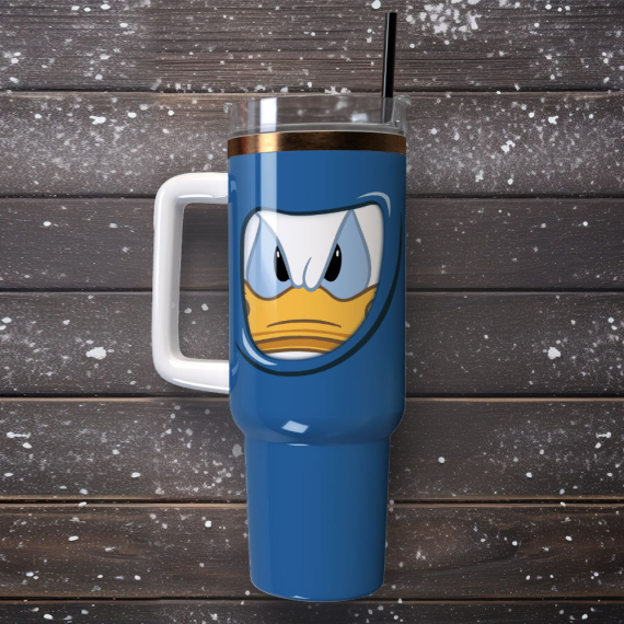 Donald Duck Disney Cartoon Custom  Quencher 30oz or 40oz Stainless Steel Tumbler With Handle, Best gist for Friend Family NVA