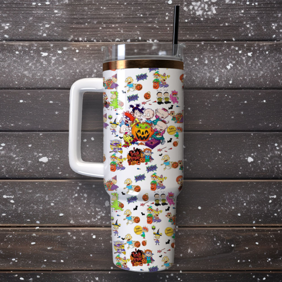 Nickelodeon Rugrats Halloween Cartoon Custom  Quencher 30oz or 40oz Stainless Steel Tumbler With Handle,  Best gifts for Friend Family NVA