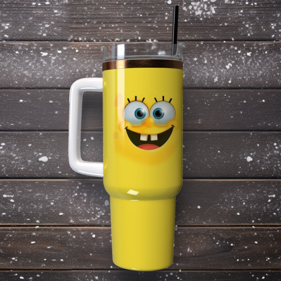 SpongeBob SquarePants Cartoon Custom Quencher 30oz Or 40oz Stainless Steel Tumbler With Handle HG