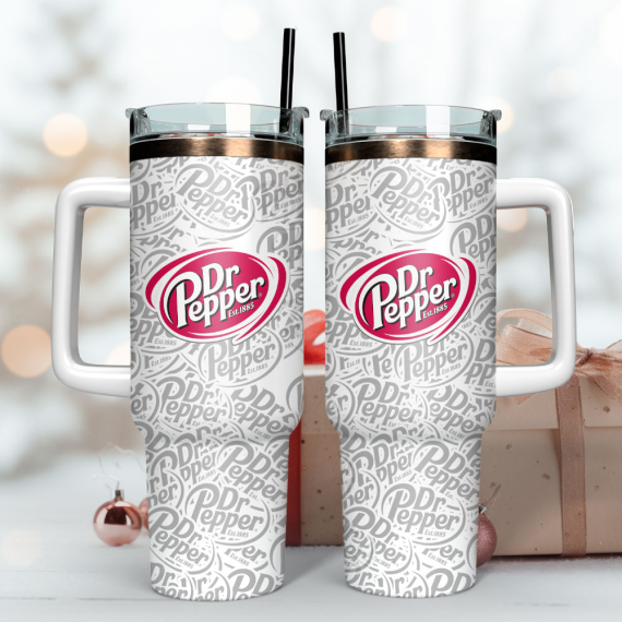 Dr Pepper Soft Drink Custom  Quencher 30oz or 40oz Stainless Steel Tumbler With Handle HG