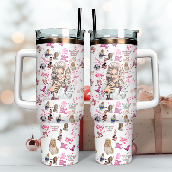 Dolly Parton Singer Song Writer Custom  Quencher 30oz or 40oz Stainless Steel Tumbler With Handle,  Best gifts for Friend Family NVA