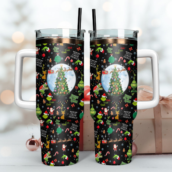 Grinch Illumination Cartoon Custom  Quencher 30oz or 40oz Stainless Steel Tumbler With Handle,  Best gifts for Friend Family NVA