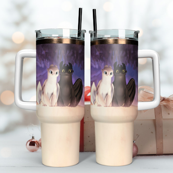 Toothless How to Train Your Dragon Custom  Quencher 30oz or 40oz Stainless Steel Tumbler With Handle,  Best gifts for Friend Family NVA