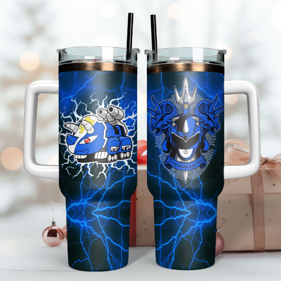 Blue Superman Power Rangers Film Custom 30oz or 40oz Quencher Stainless Steel Tumbler With Handle, Best Gift Idea NVA, Best Gift Idea NVA