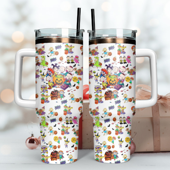 Nickelodeon Rugrats Halloween Cartoon Custom  Quencher 30oz or 40oz Stainless Steel Tumbler With Handle,  Best gifts for Friend Family NVA