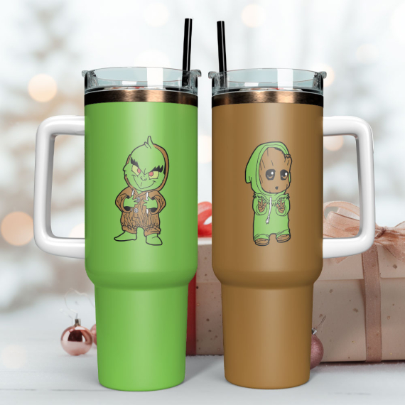 Jack Skellington And Grinch Christmas Cartoon Custom Quencher 30oz Or 40oz Stainless Steel Tumbler With Handle HG