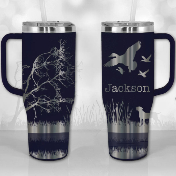 Best Duckin' Dad Duck Hunter Personalized  30oz or 40oz Tumbler with Handle, Best Gifts NVA