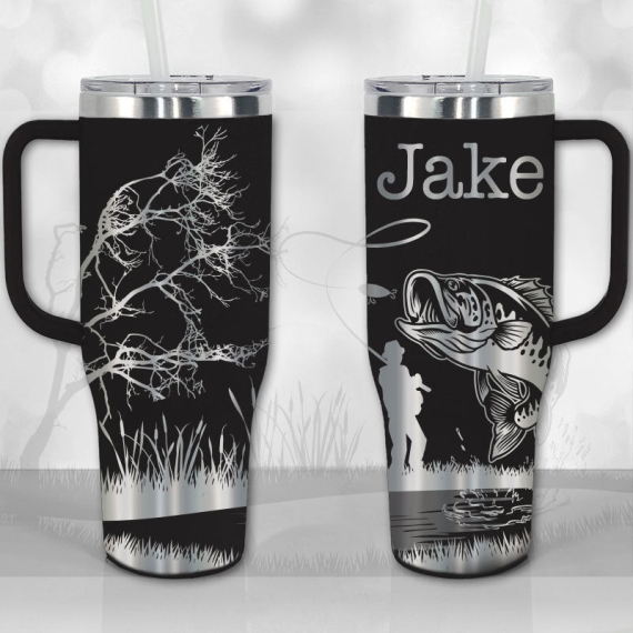 Kick Bass Dad Gift for Fisherman Fishing  30oz or 40oz Tumbler with Handle, Best Gifts NVA