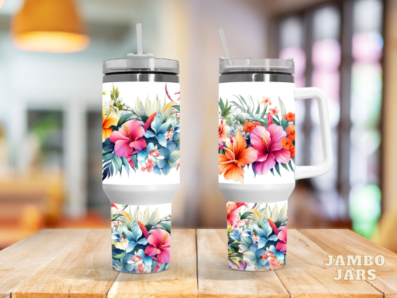 Tropical Floral  30oz or 40oz Quencher Tumbler LN Flowers Lovers