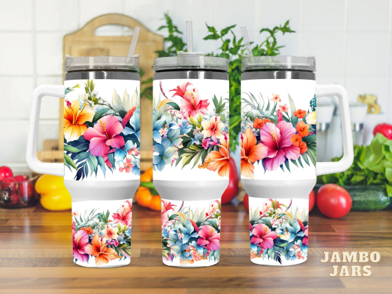 Tropical Floral  30oz or 40oz Quencher Tumbler LN Flowers Lovers