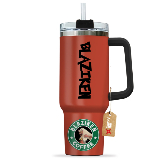 Blaziken Coffee Pokemon Anime Custom 30oz or 40oz Quencher Stainless Steel Tumbler With Handle, Best Gift Idea NVA