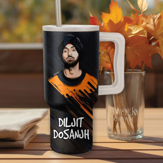 Diljit Dosanjh Music Custom Stanley Quencher 40oz Stainless Steel Tumbler HG With Handle