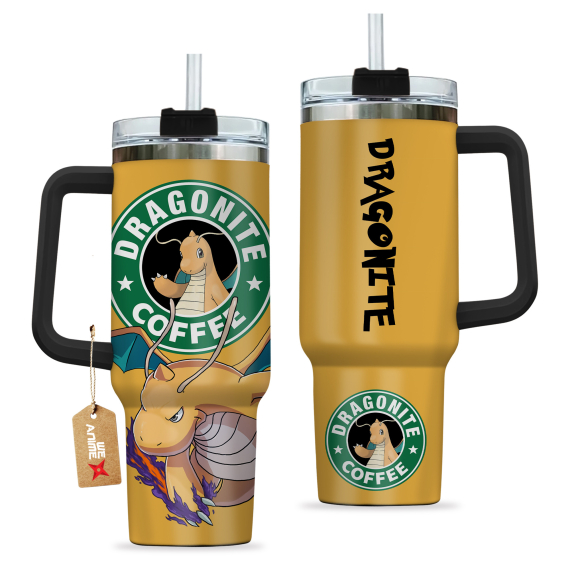 Dragonite Coffee Pokemon Anime Custom   Quencher 30oz or 40oz Stainless Steel Tumbler With Handle HG