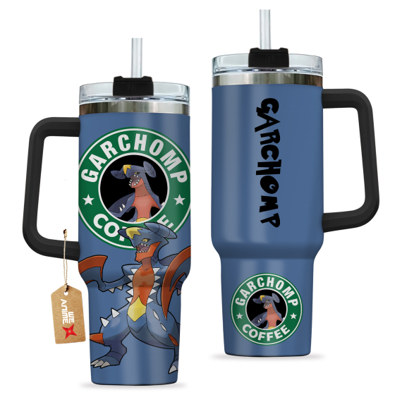 Garchomp Coffee Pokemon Anime Custom   Quencher 30oz or 40oz Stainless Steel Tumbler With Handle HG
