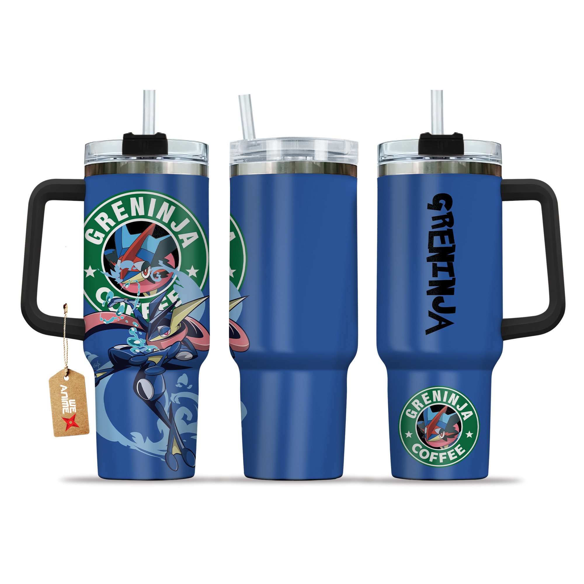 Greninja Coffee Pokemon Anime Custom   Quencher 30oz or 40oz Stainless Steel Tumbler With Handle HG