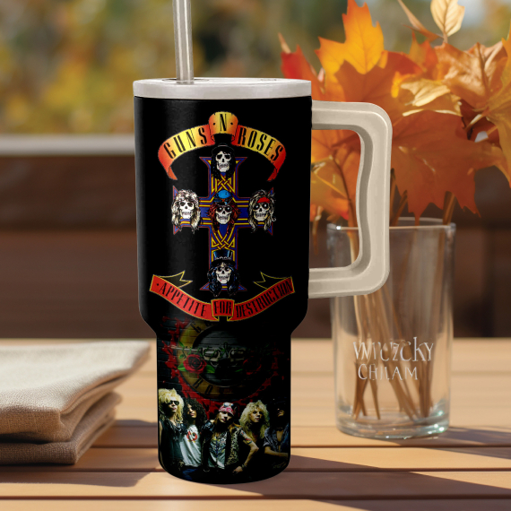 Guns N’ Roses Music Custom Stanley Quencher 40oz Stainless Steel Tumbler HG With Handle