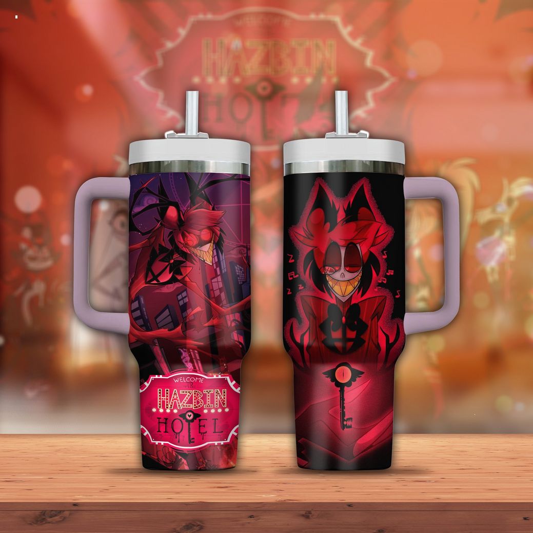 Hazbin Hotel Alastor Cartoon Custom  Quencher 30oz or 40oz Stainless Steel Tumbler With Handle HG