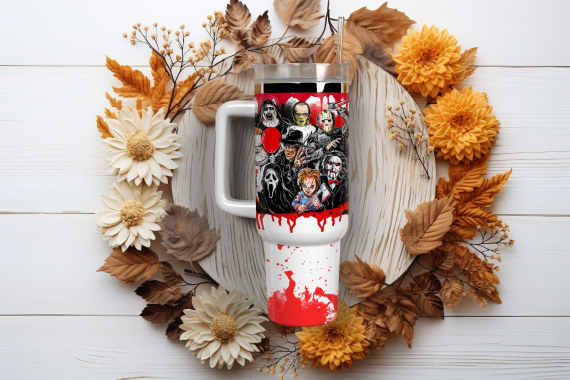 Horror Movie Characters Movies Custom   Quencher 30oz or 40oz Stainless Steel Tumbler With Handle HG