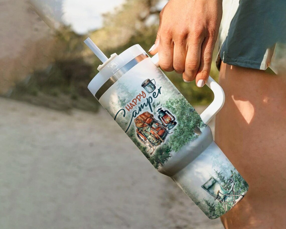40oz Tumbler Campervan Travel Camping Tent Tumbler Gift For Her Him Birthday Gift LN