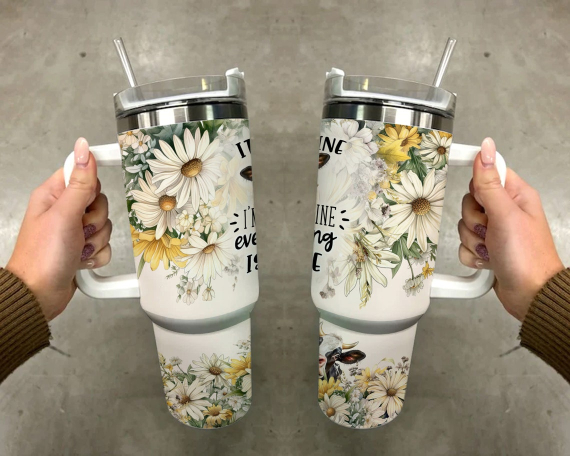 30oz or 40oz  Tumbler It's fine I'm Fine Everything Is Fine Quencher Tumbler Gift For Her Him Birthday Gift LN Cow Sarcastic quote Waterslide