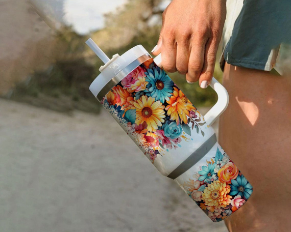 It's Fine I'm Fine Everything Is Fine 30oz or 40oz Quencher Tumbler Gift For Her Him Birthday Gift LN Flower Sarcastic Quote Waterslide