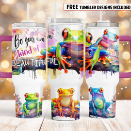 il_1140xN.5311585571_lf7m.jpg Be your own kind of beautiful 30oz or 40oz Quencher Tumbler Gift For Her Him Birthday Gift LN Funny frogs flower Motivation newchi