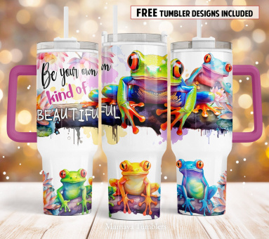 Be your own kind of beautiful 30oz or 40oz Quencher Tumbler Gift For Her Him Birthday Gift LN Funny frogs flower Motivation newchi