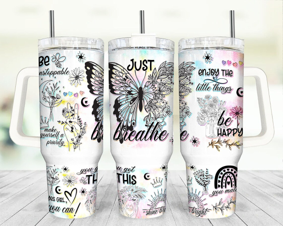 Affirmations Tumbler Butterflies Inspirational Quotes s Positive 30oz or 40oz Tumbler Summer Quencher Tumbler Gift For Her Him Birthday Gift LN