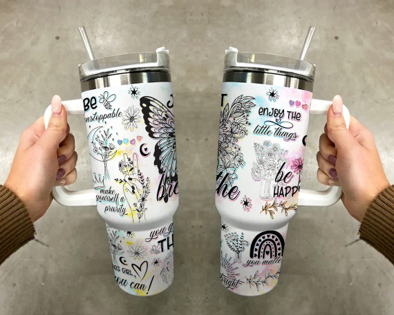 Affirmations Tumbler Butterflies Inspirational Quotes s Positive 30oz or 40oz Tumbler Summer Quencher Tumbler Gift For Her Him Birthday Gift LN