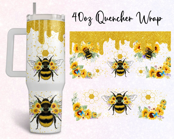 Bee 30oz or 40oz Quencher Tumbler Gift For Her Him Birthday Gift LN Flowers Let It Bee Gift