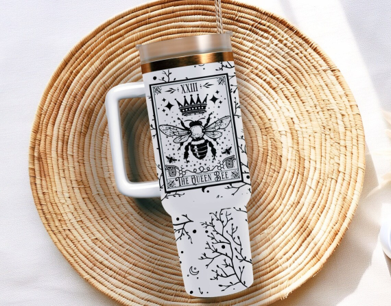 30oz or 40oz Tumbler Queen Bee Tarot Card Witchy Vibes Celestial Quencher Gift For Her Him Birthday Gift LN