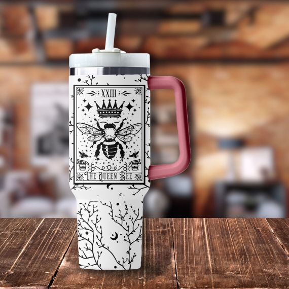 30oz or 40oz Tumbler Queen Bee Tarot Card Witchy Vibes Celestial Quencher Gift For Her Him Birthday Gift LN