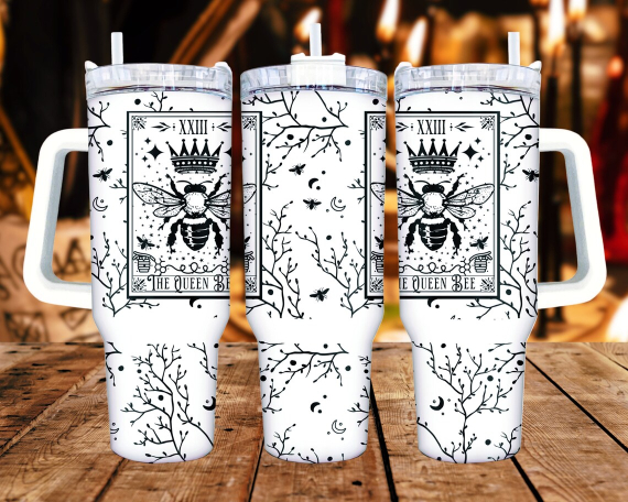 30oz or 40oz Tumbler Queen Bee Tarot Card Witchy Vibes Celestial Quencher Gift For Her Him Birthday Gift LN