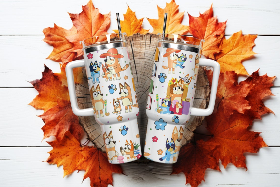 Mama Bluey Dog Bingos Dog Cartoon 30oz or 40oz Quencher Tumbler LN Bluey And Friends