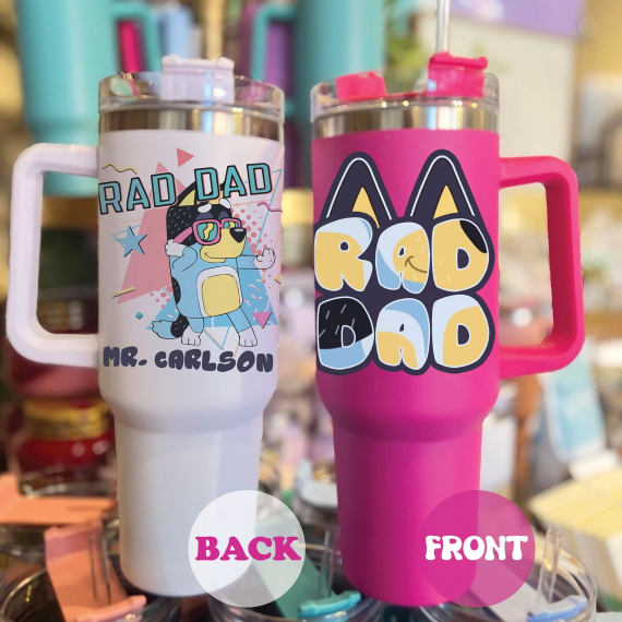 Personalized Rad Dad Tumbler HG 40oz, Blue Bingo Dad Father's Day Custom Cup, Cool Dad Club Blue Fans