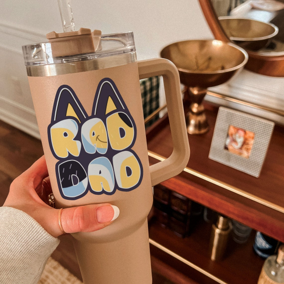 Personalized Rad Dad Tumbler HG 40oz, Blue Bingo Dad Father's Day Custom Cup, Cool Dad Club Blue Fans